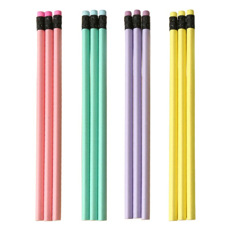 Блестящий карандаш из мультфильма макарон цвета липы с маленькой кожаной головкой, лазерная гравировка, производитель канцелярских товаров для учащихся начальной школы, оптовая продажа