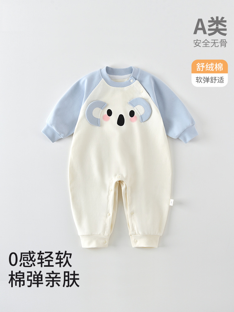 Children's velvet spring autumn bodysuit to go out for early age
