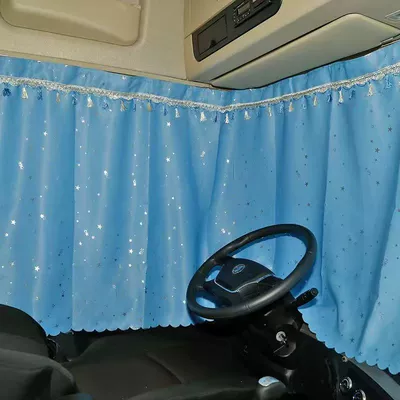 Car curtains, M3000 Sleeper Cab Rear Curtains - sky-blue-starry-sky-with-tassels-whole-car-curtains-three-large-pieces