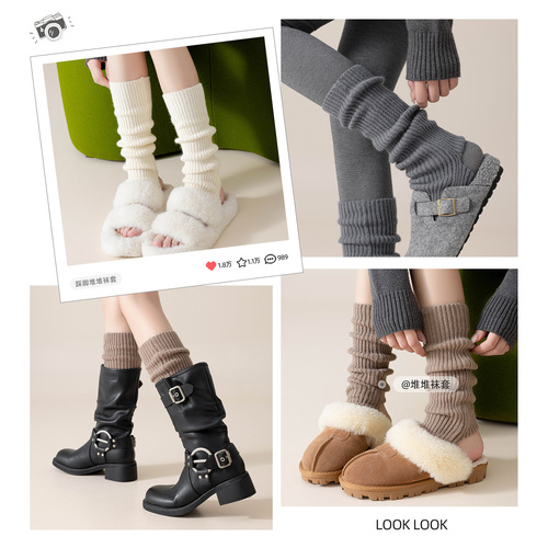Socks for women's women in winter stepping on their feet and stacking socks to show weight. Wear leg sets for women's calf socks JK socks knitted socks