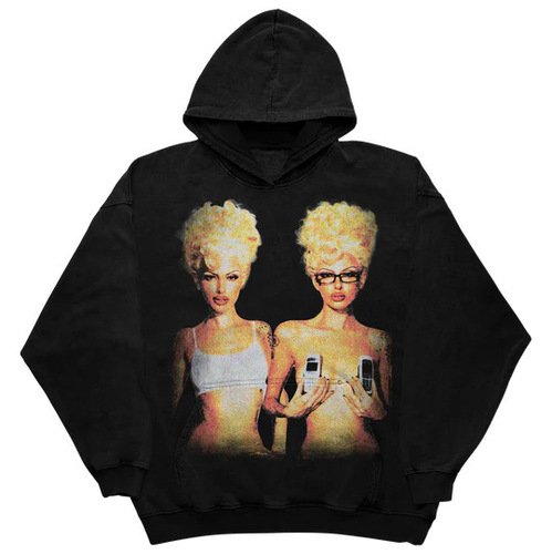  Street Style Hooded Sweatshirt for Women Loose Pocket Sweatshirt Street Sport Zip-up Jacket Y2K Outerwear Autumn