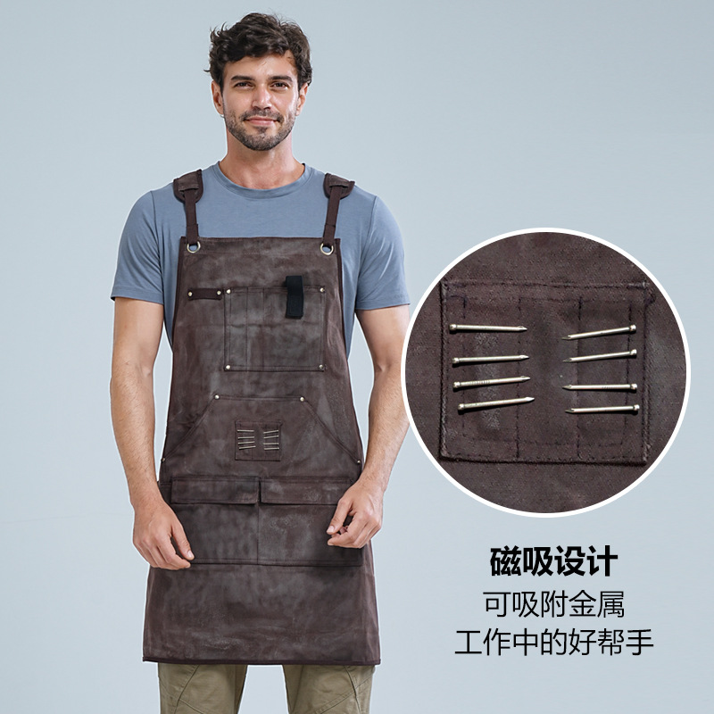 Comercio electrónico transfronterizo engrosar herramientas de lona delantal cuero de bolsillo electricista carpintería ropa de trabajo de cera delantal de lona