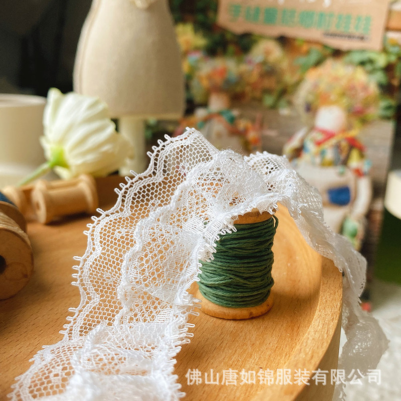 唐如锦 双层褶皱花边辅料  荷叶边娃衣裙子材料狗牙裙摆裙边蕾丝|undefined