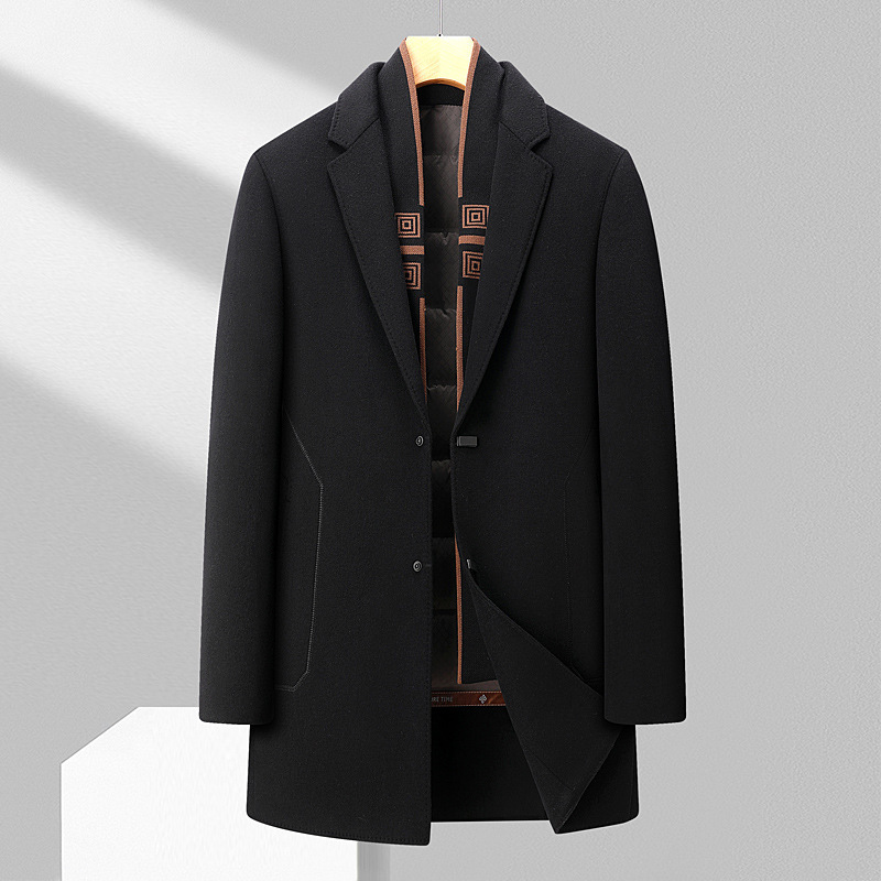 2025 Winter New Model 75% Wool Double-Sided Wool Coat with down Lining, Mid-Length (Lining Can Be Removed)