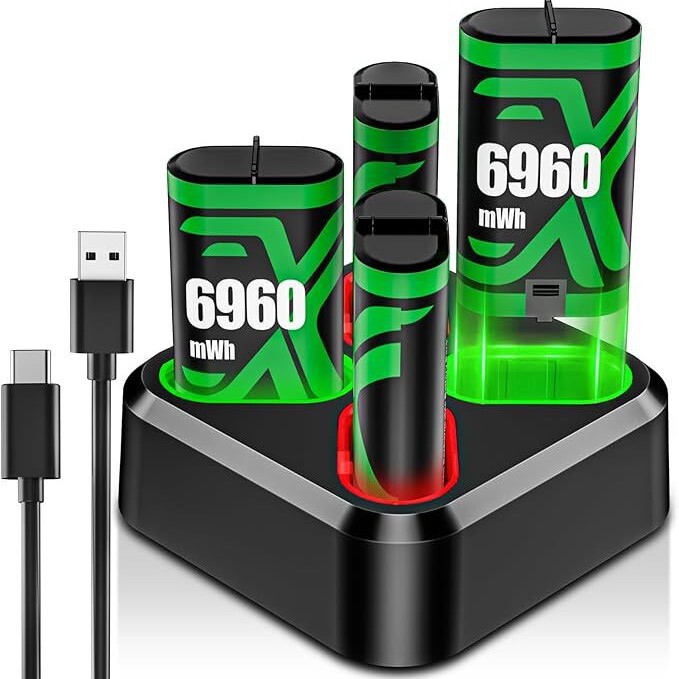 X One Battery Charger X Series X/S Wireless Controller Charger Set Includes 4 Batteries