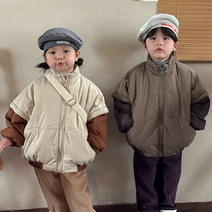 Children's cotton-padded winter fleece-lined thick Korean boys and girls winter cotton-padded jacket 2024 new baby cotton-padded jacket