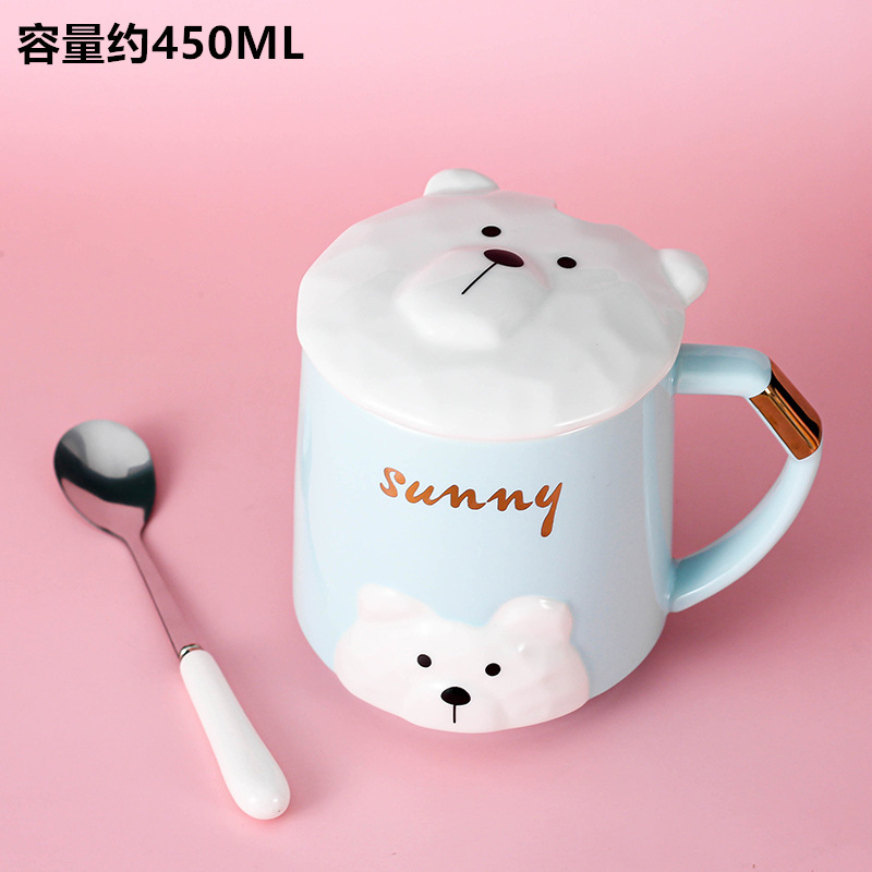 Creativa encantadora caricatura de cerámica taza de oficina regalo taza de café taza de agua taza de desayuno de pareja