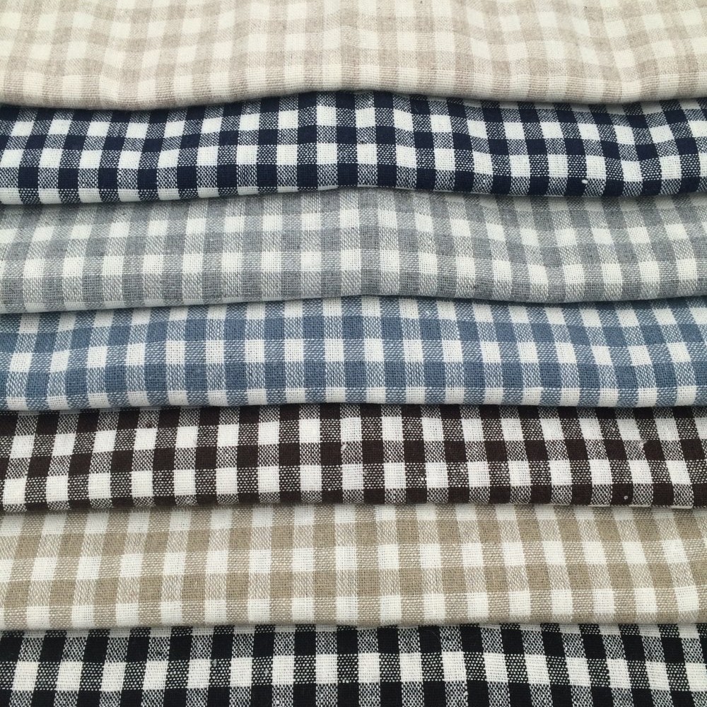 9色入色织格子布涤棉面料朝阳格 5012轻纺城先染布南通先染色织布