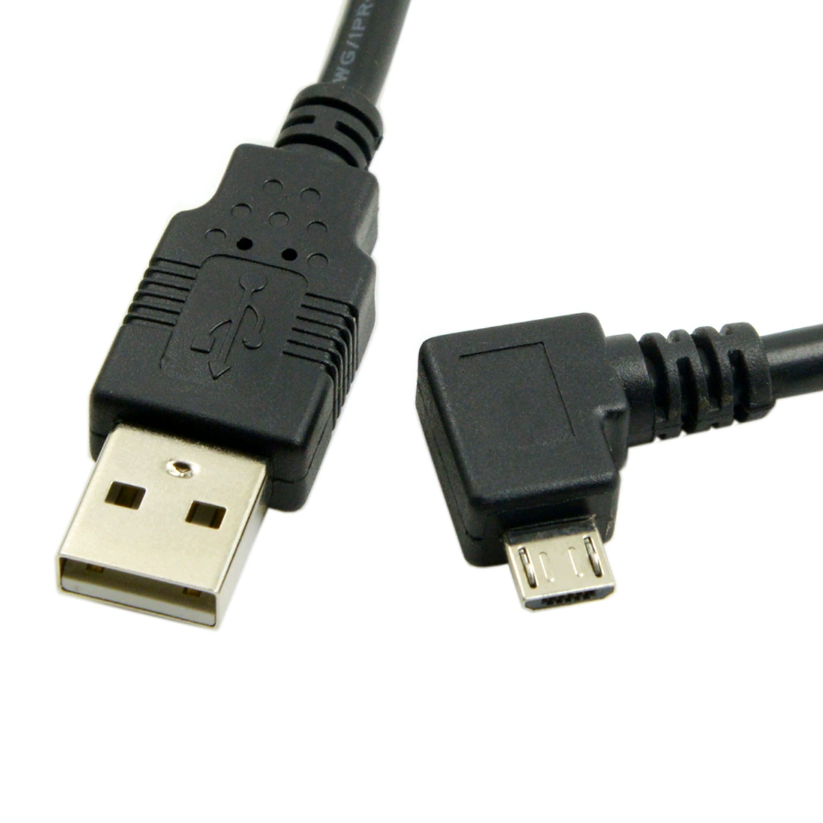 Кабель питания для телефона 2A USB 2.0 male к Micro USB, левый изгиб под углом 90°, кабель зарядки/передачи данных для наушников и планшета, 1.5м