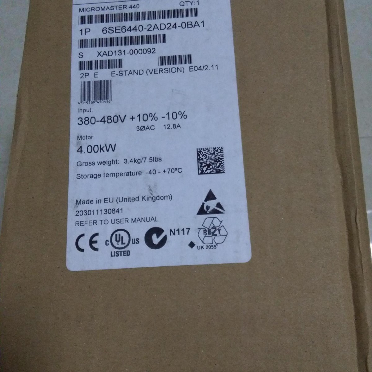 ȫ��ԭװ������M440��Ƶ�� 6SE6440-2AD24-0BA1 380V 4KW �ֻ�