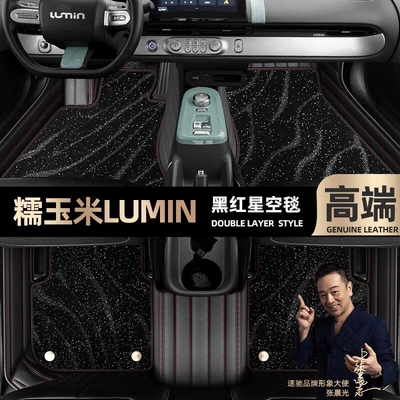 Ayaqaltılar (Kovriklər): Car Starry Sky Carpet Floor - take-a-photo-of-the-car-model-year-and-leave-a-message-black-and-red-leather-black-starry-sky-blanket-double-layer-model