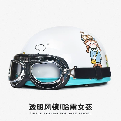 Motosiklet kaskı (dəbilqə) – Riding Helmet Retro Harley Helmet - new-national-standard-3c-certification-zhizhi-sauce-transparent-harley-mirror-one-size-fits-all-55-62-head-circumference