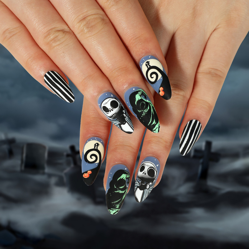 Wear Nail Art Halloween Nail Art Frosted Skull Pumpkin Spider Web Wearable Nail Nail Pieces Wear Nail Art