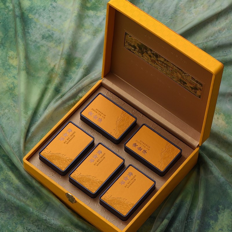 黄金芽5铁罐方形盒高档商务送礼皮质礼盒包装空盒