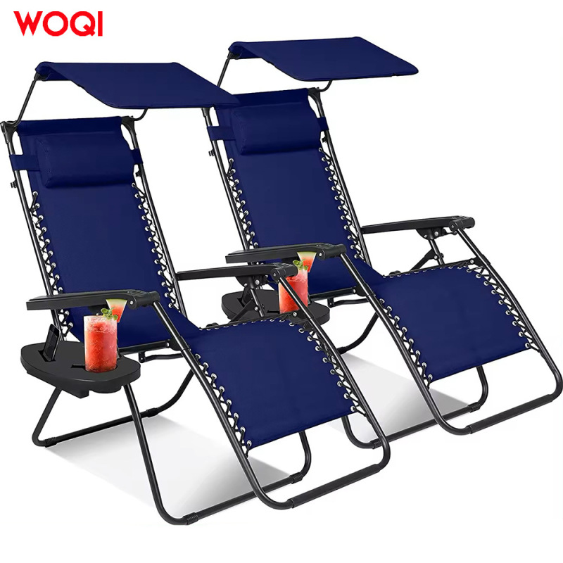 WOQI outdoor leisure camping folding lounge chair factory air fabric recliner foldable zero gravity lounge chair