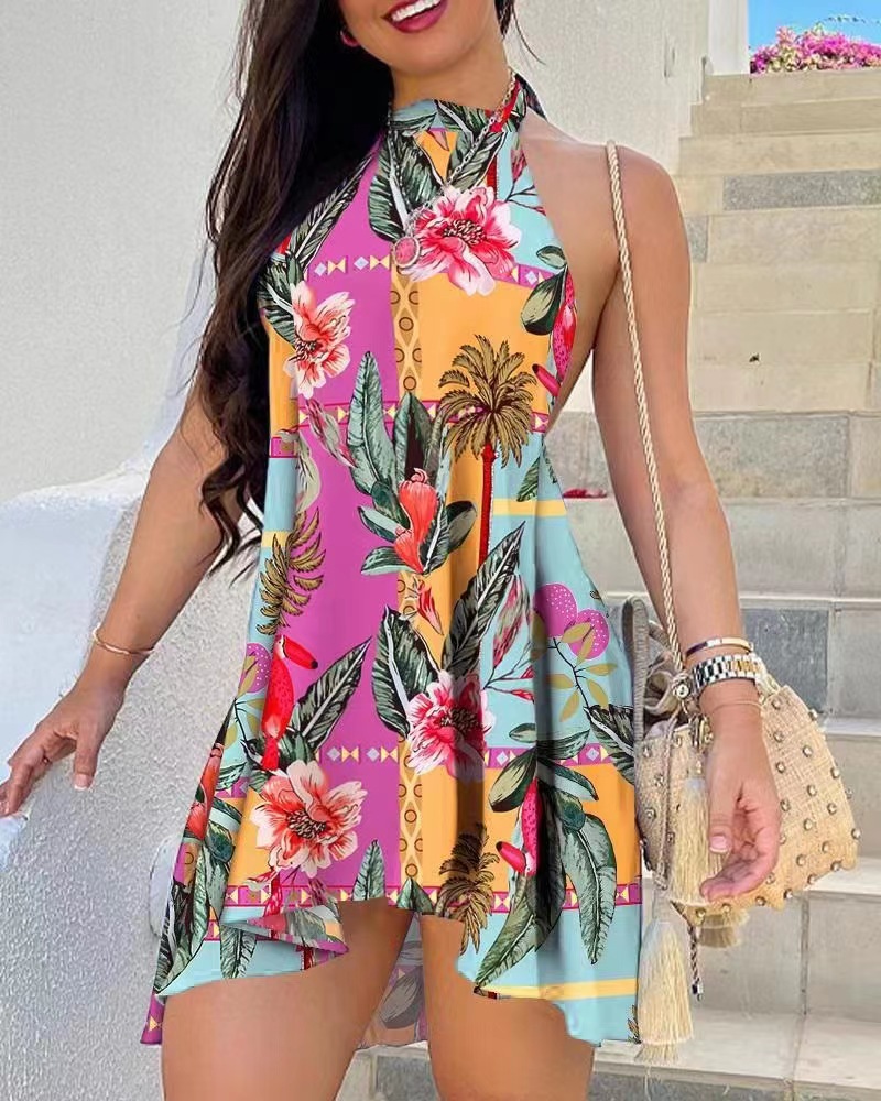 Women's Regular Dress Elegant Round Neck Sleeveless Floral Above Knee Daily Street display picture 4