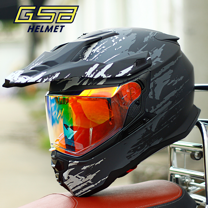 Universal New Off-Road Rally Helmet Dual Lens Road Rally Full Helmet Motorcycle (Auto Parts and Accessories) - m-cement-gray-with-transparent-lens