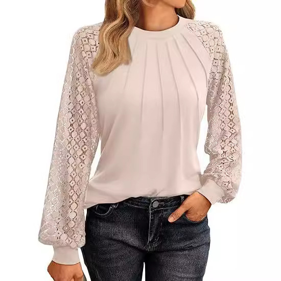 autumn lace silk knitted shirt for leisure