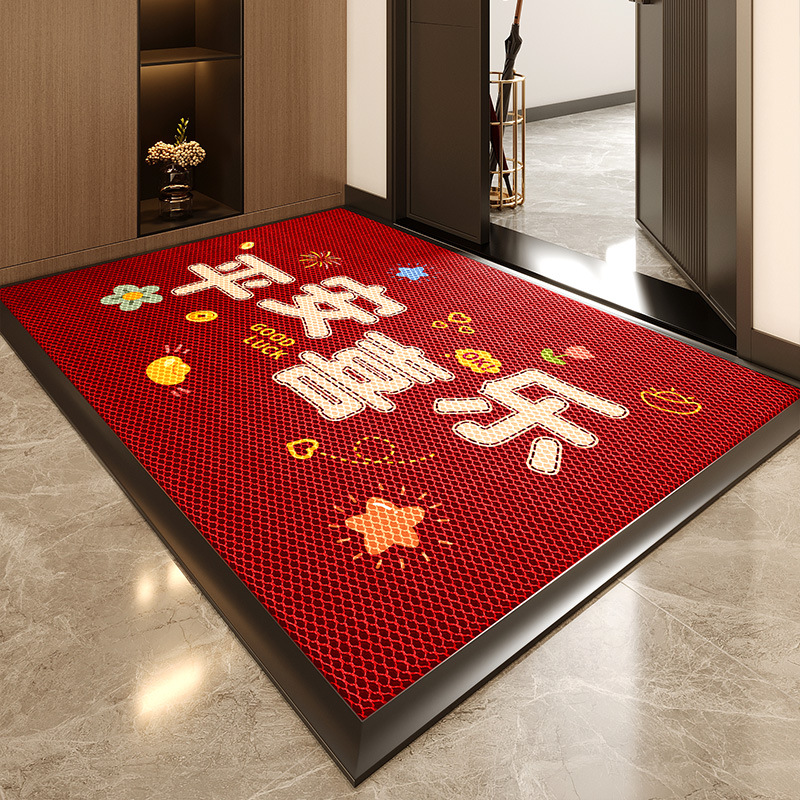 Alfombra de puerta de entrada 2025 nueva alfombra de puerta roja alfombra de puerta doméstica alfombra de PVC sin lavado alfombra antideslizante