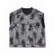 American Street Graffiti Shoulder Pad Sleeveless Denim Jacket Men's Vest Shoulder Vest suit 2024 ins All-Match