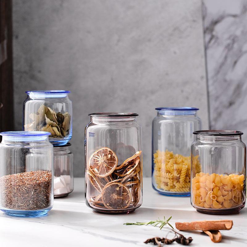 Lemeiya glass storage jar transparent household kitchen spice storage jar nuts grains storage box