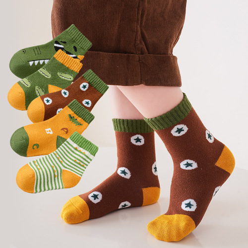  baby socks autumn and winter new children's socks mid-tube cartoon socks for boys and girls aged 1-12 years old spring and autumn socks