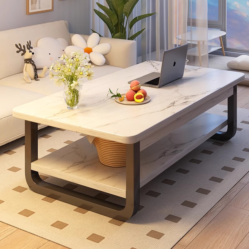 Mesa de centro, sala de estar, hogar, apartamento pequeño, mesa pequeña de doble capa, casa de alquiler simple, dormitorio simple, mesa de centro rectangular