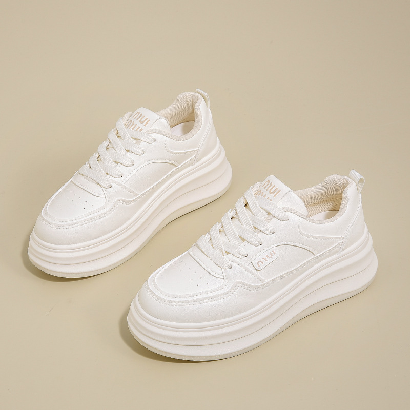 2025 primavera nuevo ins coreano transpirable zapatos blancos para estudiantes de suela gruesa zapatos deportivos casuales de skate HB803