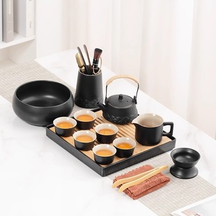 High-grade Kung Fu Tea Set suit Household 2025 New Chinese Style Simple Ceramic Teapot Tea Cup Cover Bowl Tea Plate Set