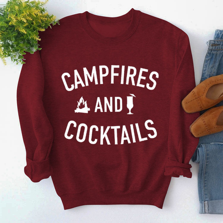 Amazon deseo Otoño e Invierno ropa de las nuevas mujeres fogatas y cócteles carta impreso suéter