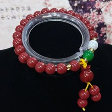 仿蜜蜡原矿朱砂紫金砂单圈手链女 配蜜蜡紫云母干青葫芦 设计