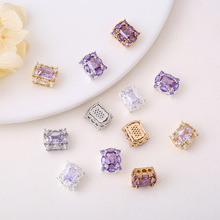 14K微镶锆石方糖多孔隔珠散珠diy水晶手工穿珍珠项链串珠饰品配件