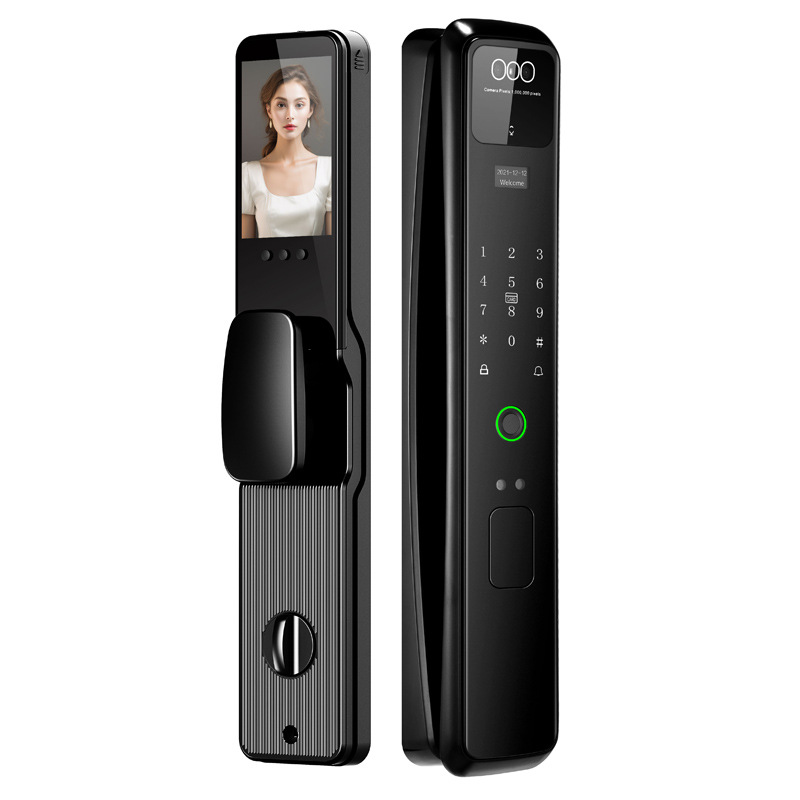 Puerta antirrobo doméstica de alta gama huella digital bloqueo contraseña bloqueo automático de reconocimiento facial inteligente bloqueo de puerta con monitoreo