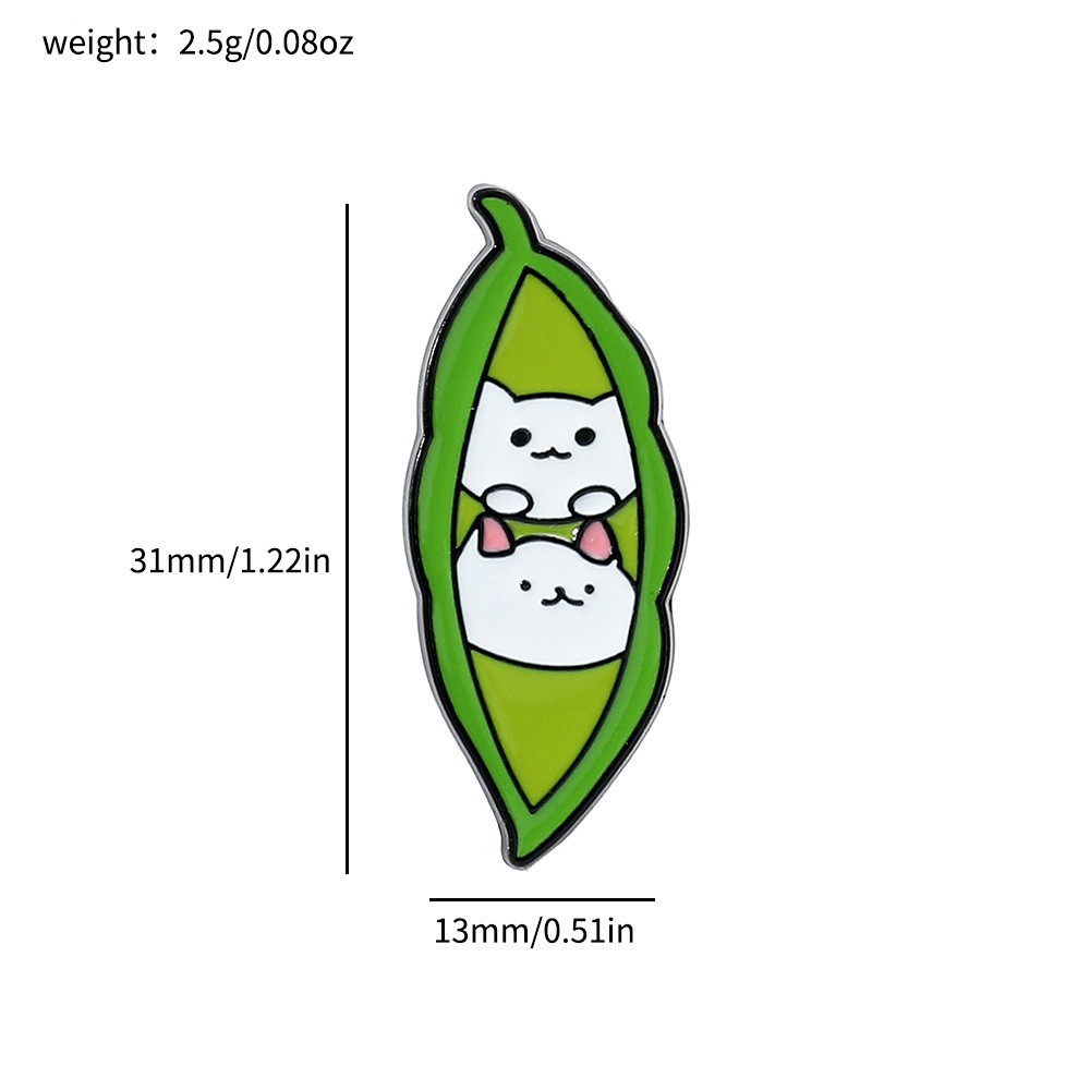 6g Weight Brooches Classification Casual, Daily Occasion Alloy Material Cat, Pea Pattern Unisex Gender Enamel Design Cute Style Cute Pin Cat Pea Alloy Enamel Unisex Brooches 无