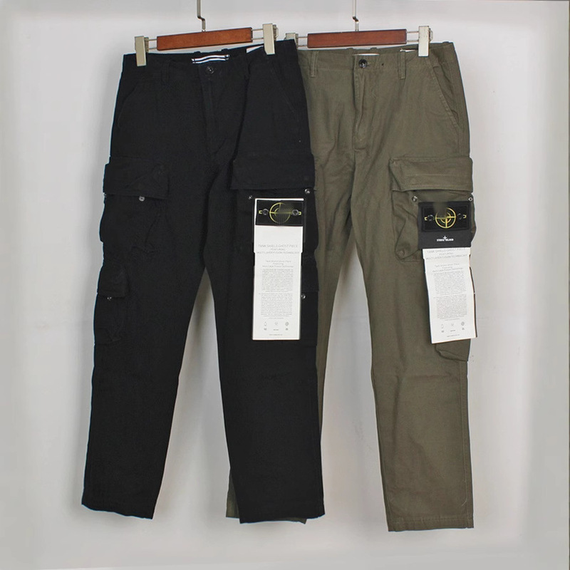 Stone Island Badge Pants Solid Color Washed Straight-Leg Pants Casual Long Pants Workwear Pants