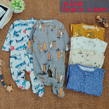 新款婴儿双头拉链连体衣宝宝长袖包脚哈衣新生儿纯棉睡衣童装衣服