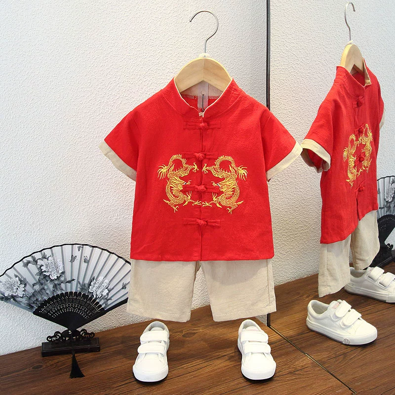 Hanfu, helmet, thin retro children's set