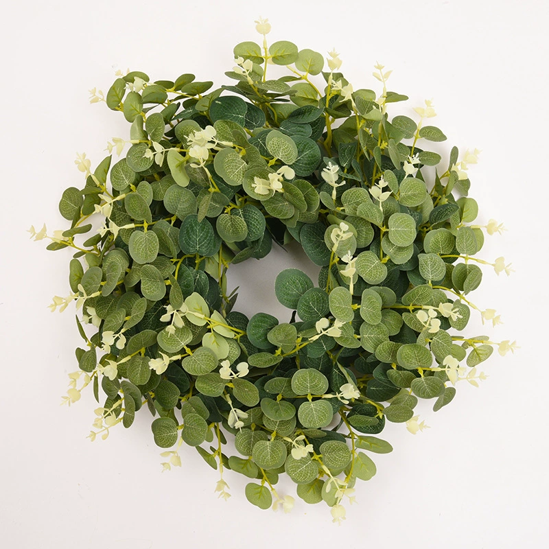Wholesale wreath eucalyptus props cross-border door and window wreath home money grass ring hanging decoration manufacturer leaf simulation