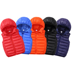 Autumn/Winter New Children's Down Cotton Vest for Boys and Girls, Middle Kids and Toddlers, Hooded Outer Wear Vest, Cardigan, Backless Shirt