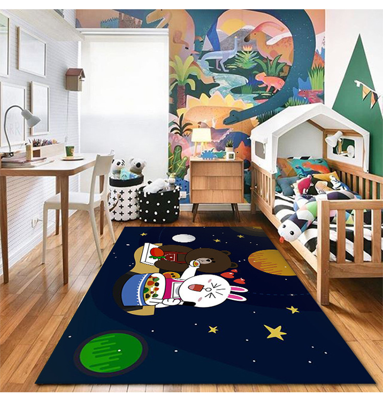 Cross-Border Living Room Carpet Early Education Center Reading Area Foot Mat Stain-Resistant Washable Crystal Velvet Carpet Temu Wholesale
