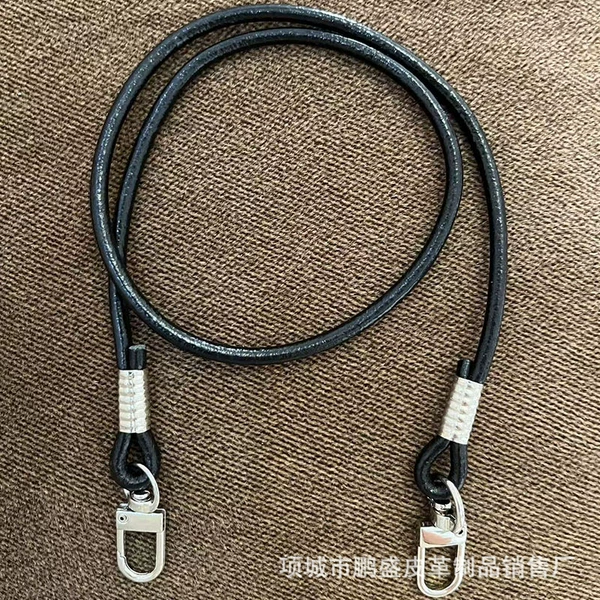 Black leather rope silver buckle
