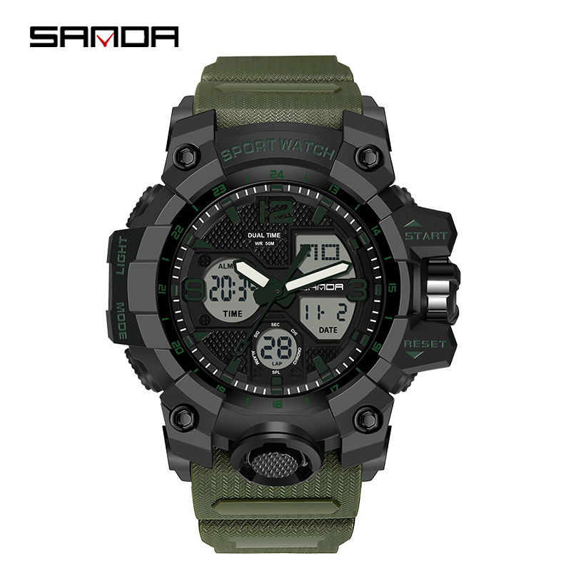 Sanda nuevo 6030 moda hombres estudiante juventud reloj electrónico impermeable multifuncional reloj al por mayor