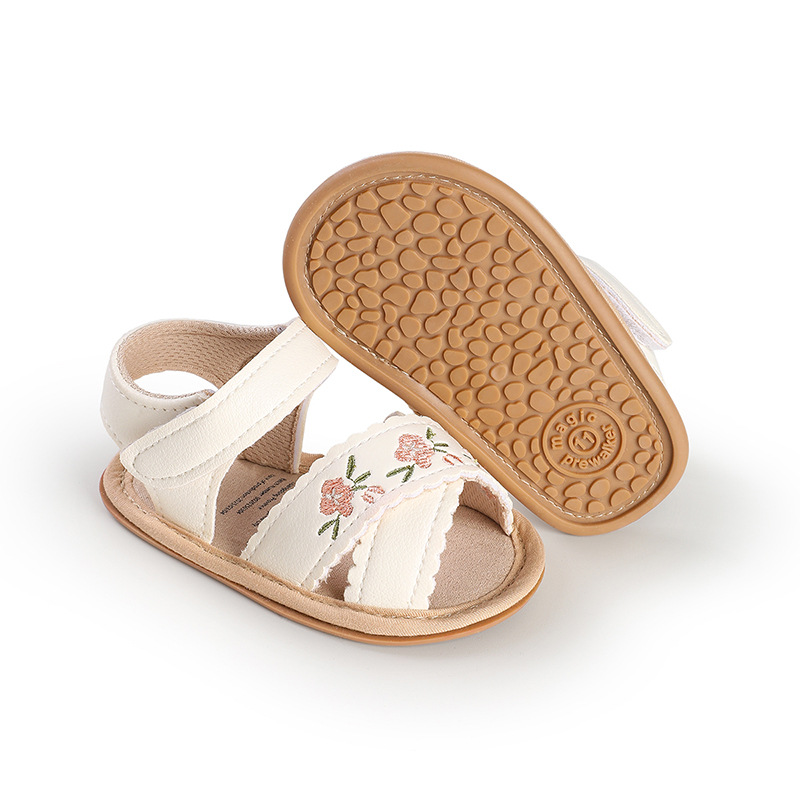 Sandalias de Primeros Pasos para Bebé 6-12 Meses de Cuero PU Transpirables y Antideslizantes para Verano