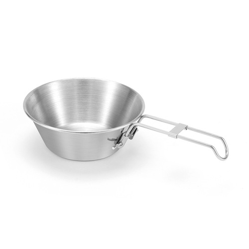 Outdoor 304 Stainless Steel Snow Bowl Picnic Camping Tableware Camping Snow Cup Folding Handle Coffee Hook Cup