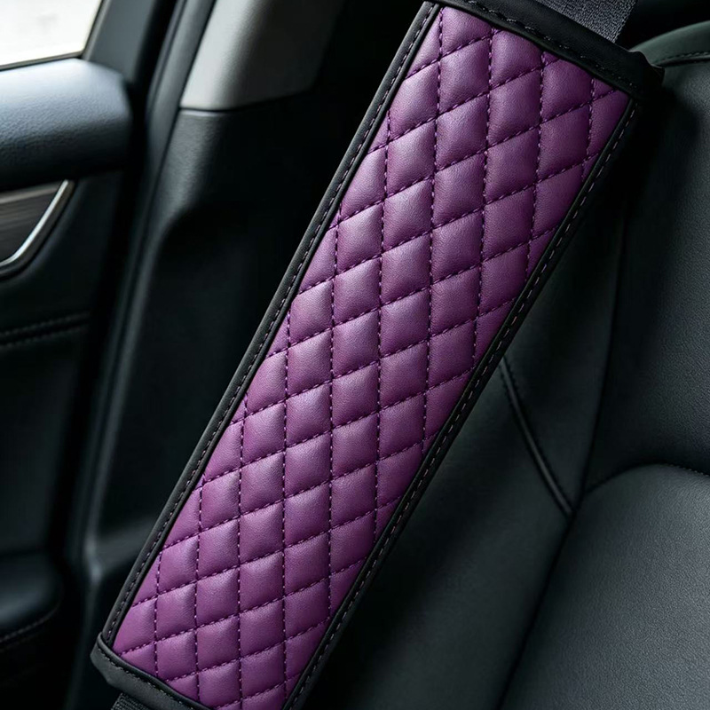 Cross-border diamond quilted leather shoulder pad, comfortable and breathable seatbelt protector, car seatbelt shoulder pad