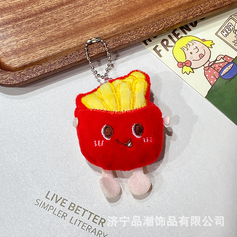クリエイティブかわいいぬいぐるみフライドポテトバーガーチキンレッグ綿人形小銭入れアクセサリーベーカリーギフトペンダント|undefined