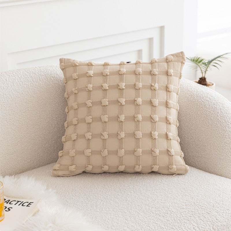 Crema de alto nivel retro viento nudo abrazo funda de almohada sofá cama cama marrón almohada de cintura cojín núcleo ventana flotante