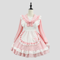 新品デイリー日系スウィートアカデミーセーラーウェアCOSメイド服長袖ワンピースメイドエプロンセット