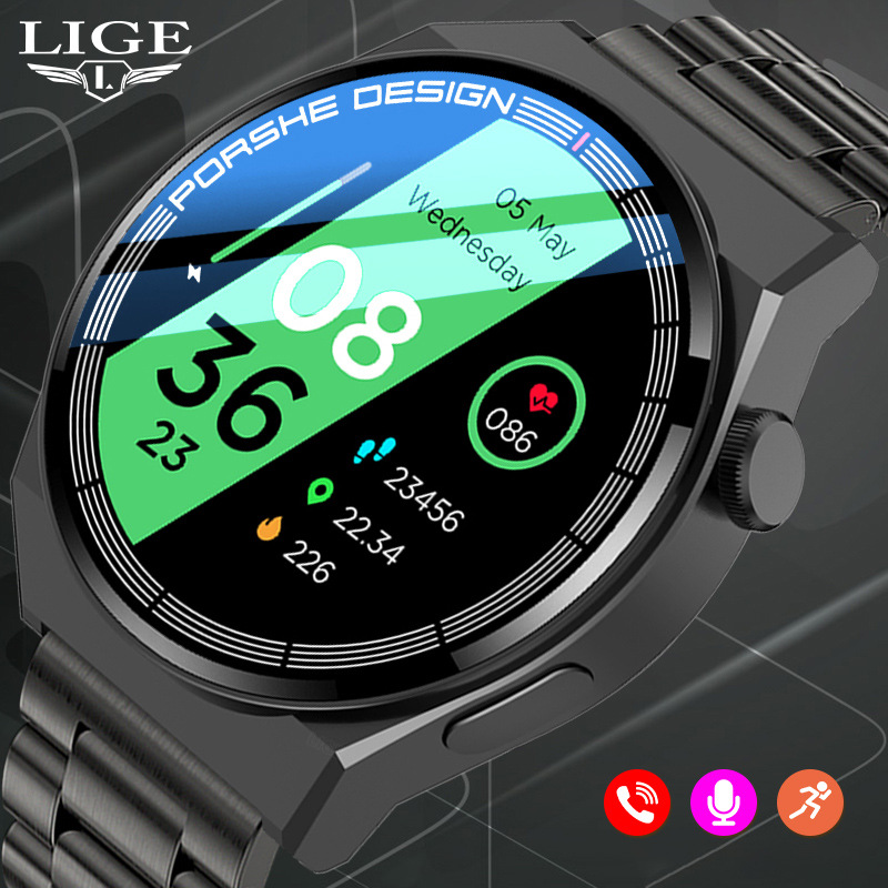 LIGE International Exclusive Sports Smart Bracelet with Multifunction Calling, Photo Taking, Health Monitoring, Business Men's Watch