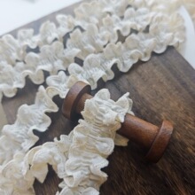 褶皱荷叶花边网纱蕾丝花边弹力立体双层缩褶折棉布 双边DIY服辅料